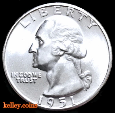 1951 25C Washington Silver Quarter GEM BU - Image 1 of 2