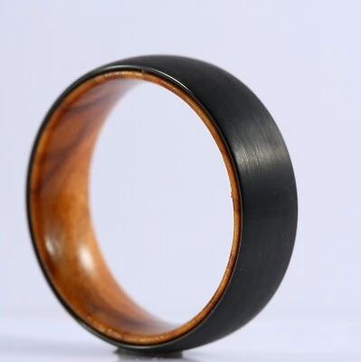 Anillos de tungsteno para hombre anillos de boda anillos de compromiso madera plata Foto 1 de 2