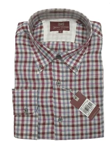 NEW $145 Hickey Freeman Linen Buttondown Shirt!  XXL  White Blue & Purple Plaid - Picture 1 of 1
