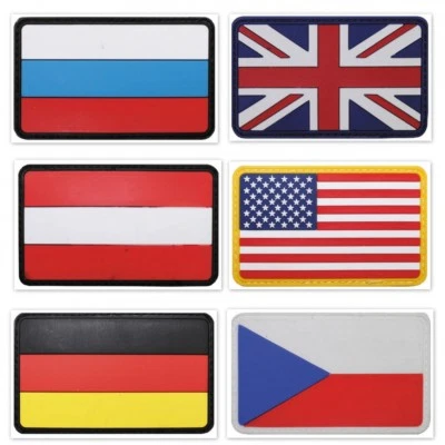 MFH Klettabzeichen Deutschland Österreich USA Abzeichen Gummi 3D Patch Flagge NEU