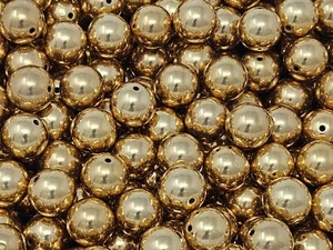 50 Stck. Metall Gold Messing Versilbert Nahtlos Kunststoff Perlen 14 mm Rund Basteln Perlen - Bild 1 von 3