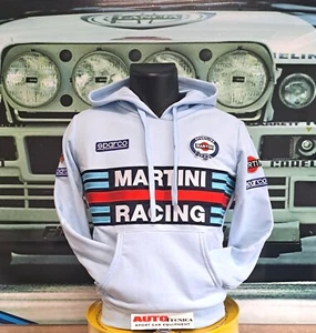 FELPA CON CAPPUCCIO MODELLO HOODIE SPARCO MARTINI RACING COLORE CELESTE NUOVA - Picture 1 of 4