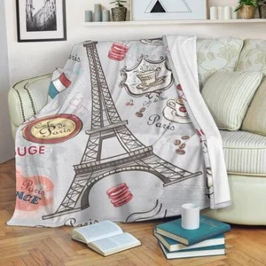 Paris Eiffel Tower Blanket Throw Fleece Cozy Couch Sofa Sport Plush Bedding Gift - Picture 1 of 6