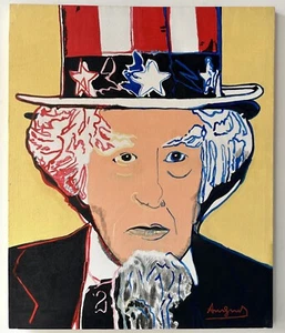 ANDY WARHOL OIL ON CANVAS PAINTING SIGNED AND SEALED STAMPED 71CM X 57CM - Picture 1 of 7