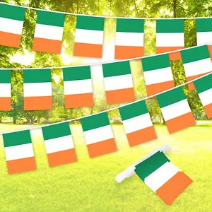 Bandera de Bunting Impresa Irlanda Irlandesa, Bandera 8,2 x 5,5 pulgadas, Cuerda Completa 33 Pies - Imagen 1 de 7