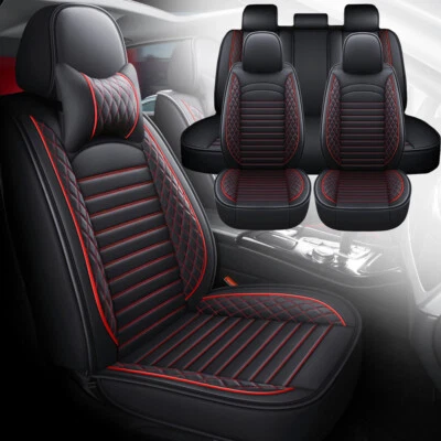 For Chevrolet Car 5 Seat Covers Leather Front Rear Full Set Cushion Protectors - Image 1 of 4