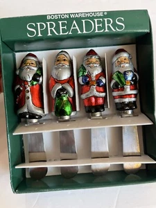Cuchillo de fiesta vintage Spreaders Navidad Papá Noel Caramelos 4 Acero Inoxidable - Imagen 1 de 5