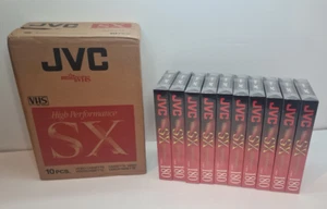 JVC SX High Performance E-180 Blank VHS Tape Cassettes x 10 Boxset New - Picture 1 of 13