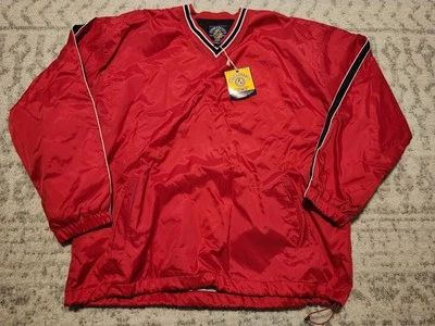 Винтажный мужской пуловер ветровка Steve And Barrys XL с красной подкладкой новый с Ярлыками - Изображение 1 из 4