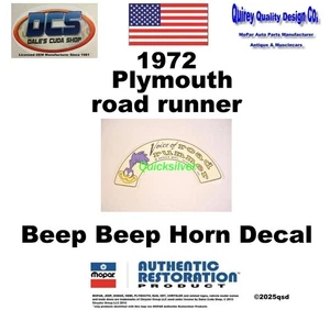 1972 Plymouth road runner Horn Voice of Road Runner Decal NEW MoPar USA - Picture 1 of 4