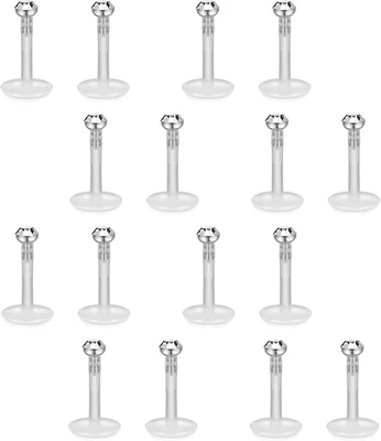 16 Piezas 16G Transparente Bioflex 2MM CIRCONITA CÚBICA Labret Monroe Anillo Labial Hélice Aretes Cuerpo  Foto 1 de 4