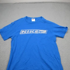 Vintage Nike Shirt Mens Small Blue Long Sleeve Pullover Spellout - Picture 1 of 7