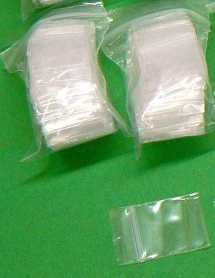 Zip Slide Lock Bags Mini 1x1 2mil Clear 200pc Square Zip Seal Reclosable Baggies - Image 1 of 4