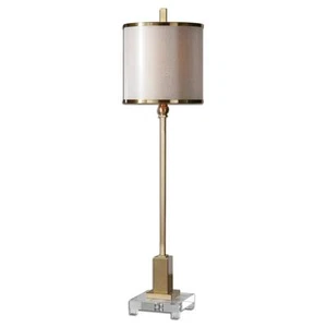 Elegant Slim Contemporary BRASS Metal Buffet Lamp Slim Sleek Gold Table Modern - Picture 1 of 1