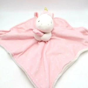 Manta de seguridad Carters Just One You blanca unicornio rosa Lovey lunares Blankie - Imagen 1 de 5