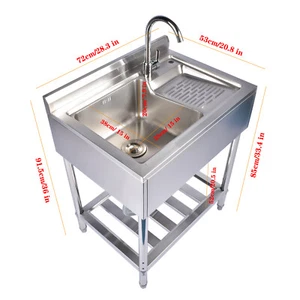 28.3in 304 Stainless Steel Sink w/ Faucet for Laundry Room Kitchen Garden Silver - Picture 1 of 17