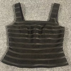 VTG JS Collections Top Womens 8 Black Sleeveless Lined Zipper Cropped Retro 90s - Picture 1 of 9
