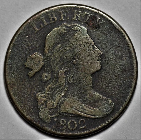 1802 Draped Bust Large Cent - With Stems - US 1c Copper Penny Coin - L36 Cover