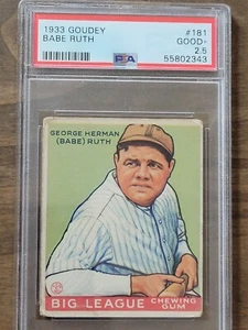 1933 Goudey Babe Ruth #181 PSA 2.5 GOOD+