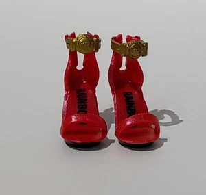 Arco Iris Alta Moda Muñeca Armario Rojo y Dorado Tacón Alto Sandalias Zapatos - Imagen 1 de 4