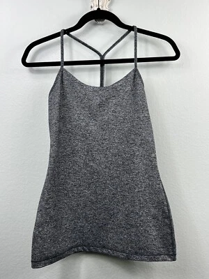 Camiseta sin mangas Lululemon Power Pose talla 6 negra jaspeada GIMNASIO YOGA ENTRENAMIENTO ATLÉTICO Foto 1 de 4