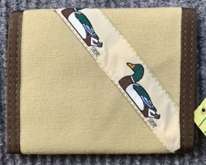 Banner House Mens  Trifold Canvas Wallet Beige Mallard Duck 90s Kidcore Vintage - Picture 1 of 13