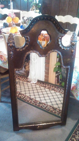 Vintage Medieval Gothic Decorative Wall Mirror-Intricate Scroll Design Detail Cover