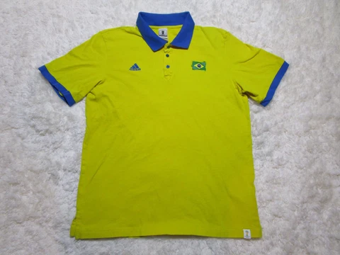 Fifa World Cup Brazil Shirt Mens Extra Large Yellow Blue Polo Cover