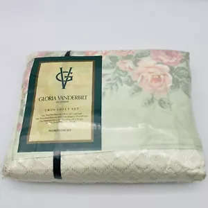 Vintage Gloria Vanderbilt Twin Sheet Set / Lalique Multi Floral Pastel NEW - Picture 1 of 7