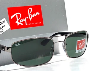 NEU Ray Ban Gunemtal Sonnenbrille Chromgestell dunkelgrüne Gläser RB3445 004 - Bild 1 von 19
