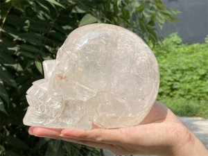 2.44kg Clear Quartz Skull Natural Quartz Crystal Skull Carving Reiki Heal Gift - Picture 1 of 11