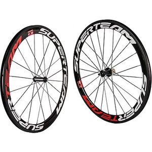 SUPERTEAM Set Ruote Bicicletta Carbonio Polmone Capezzolo Rosso 50mm R36 Ruota Bicicletta Carbonio - Foto 1 di 8