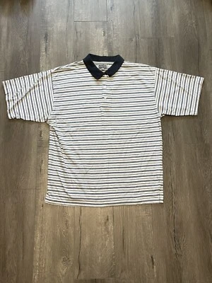 Sierra Pacific Mens White And Blue Striped Polo Short Sleeve Shirt Size Large - Image 1 of 4