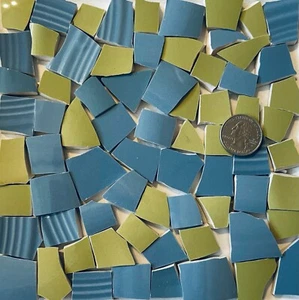 Broken China Mosaic Tile Arts and Craft Supplies - Blue & Green Tiles E238 - Picture 1 of 1