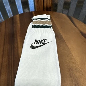 Vintage 1980s Nike Tube Socks Green Beige Stripes Pair Rare New Old Stock - Picture 1 of 6