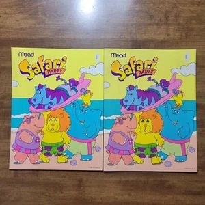 De colección 1989 Safari Fiesta Escuela Carpeta Carpeta Portafolio Hielme Años 80 Lote 2 Koko Avestruz Cebra - Imagen 1 de 11