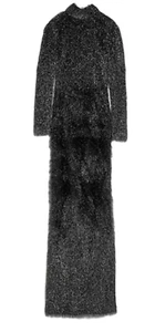 $1,3K STUNNING! NEW W TAGS BLUMARINE LONG FUR VELOUR DRESS OPEN BACK LNG SLEEVE - Picture 1 of 4