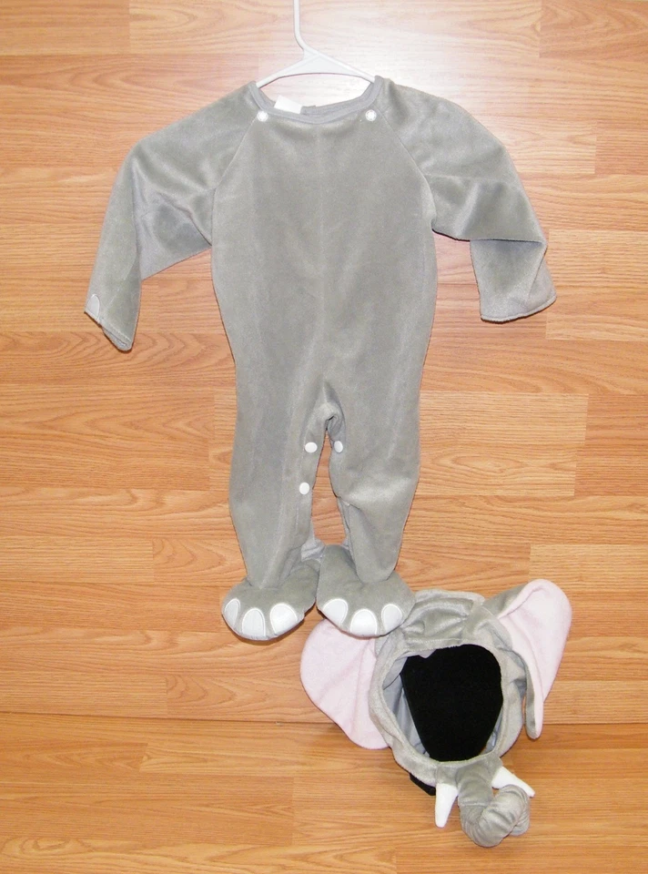 Disfraz de elefante gris/rosa Fun World 6-12 meses con pieza para la cabeza *LEER Foto 1 de 4