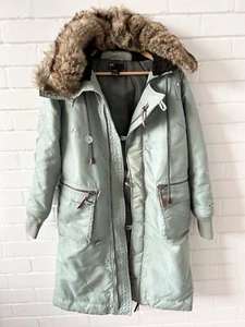 DIESEL Coat - padded - puffer - rain Coat - Faux Fur Hood - Midi - Womens 8uk - Picture 1 of 7