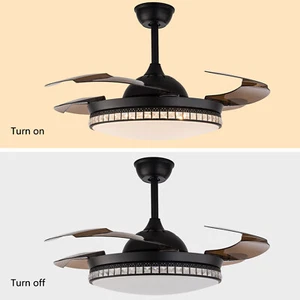 42" Modern Retractable Ceiling Fan Light and Remote Control LED Chandelier - Picture 1 of 12