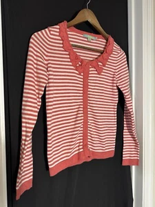 Boden Strickjacke rosa gestreift Baumwolle Damen 2 Schleifen Academia Teddy Girl - Bild 1 von 6