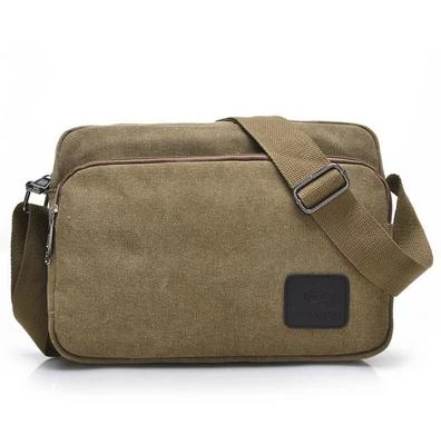 Men's Vintage Canvas School Satchel Messenger Military Shoulder Leather Bags - Image 1 of 4