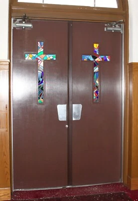 1940s Aluminum Art Deco Church Doors 95 x 63.5 - Image 1 of 3
