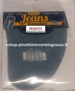 2 TOPPE COL JEANS MEDIO X RINFORZO CAVALLO DEI PANTALONI TERMOADESIVE MADE ITALY - Picture 1 of 2