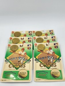 Lot of 6 MLB 1990 Bandai Sport Stars Collector Coins w/Bonus Coin Sealed 1200