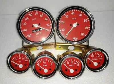 Smiths Replica Kit- Elec Temp + Oil + Fuel + Amp Gauge+Speedometer +Tacho 100 mm - Image 1 of 4