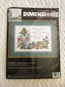 Dimensions Cross Stitch Flowers Verse Birdhouse Printed Embroidery Kit 3160 NOS - Picture 1 of 3