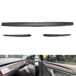 Car Dashboard Cover Wrap Front Door Inner Armrest Panel Trim For Tesla 3/Y 4PCS - Picture 1 of 7