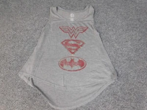 DC comics Womens Shirt Large Gray graphic logo superman wonder woman batman - Picture 1 of 10
