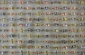 35pcs Wholesale Lots Mixed Style Charm Glass Full Rhinestone Women Rings